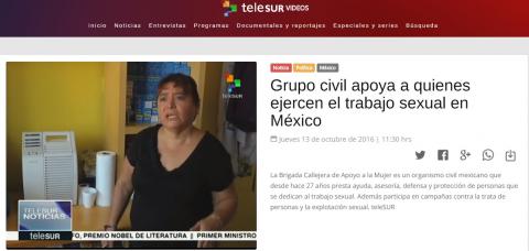 Foto de pantalla de noticia de Telesur